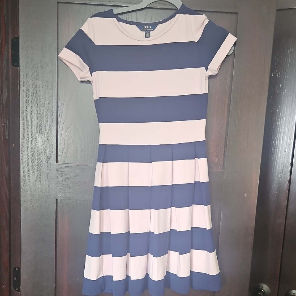 Polo by Ralph Lauren Blue and White Striped Kids Dress
